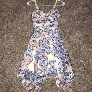 Colorful, lacy dress, very formal